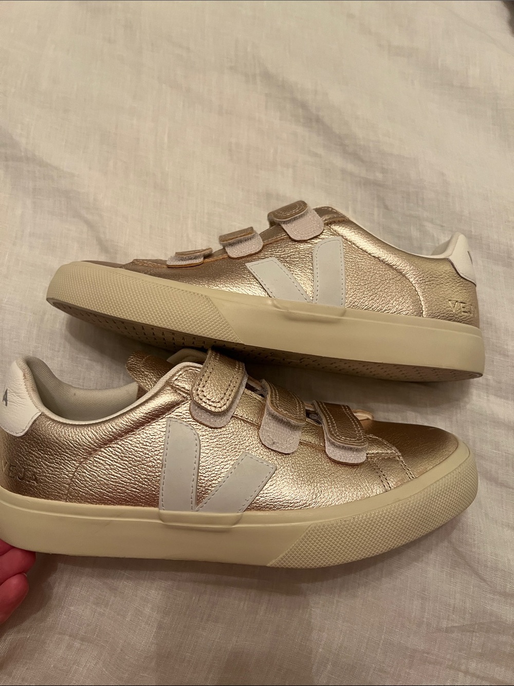 Veja Recife Metallic Gold Velcro Sneakers